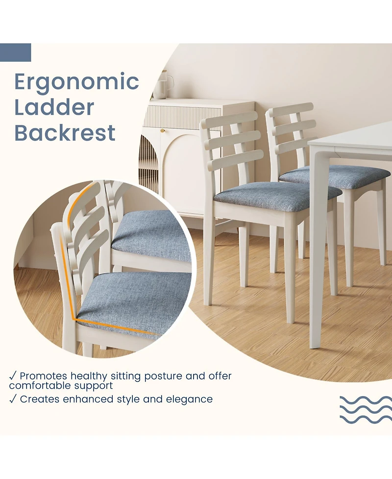 Sugift Fabric Kitchen Side Chairs Set of Two with Wood Frame