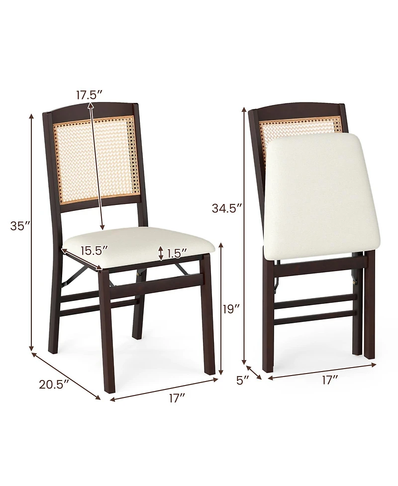 Sugift Folding Dining Chairs Set of Two with Padded Seats