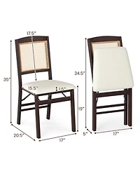 Sugift Folding Dining Chairs Set of Two with Padded Seats