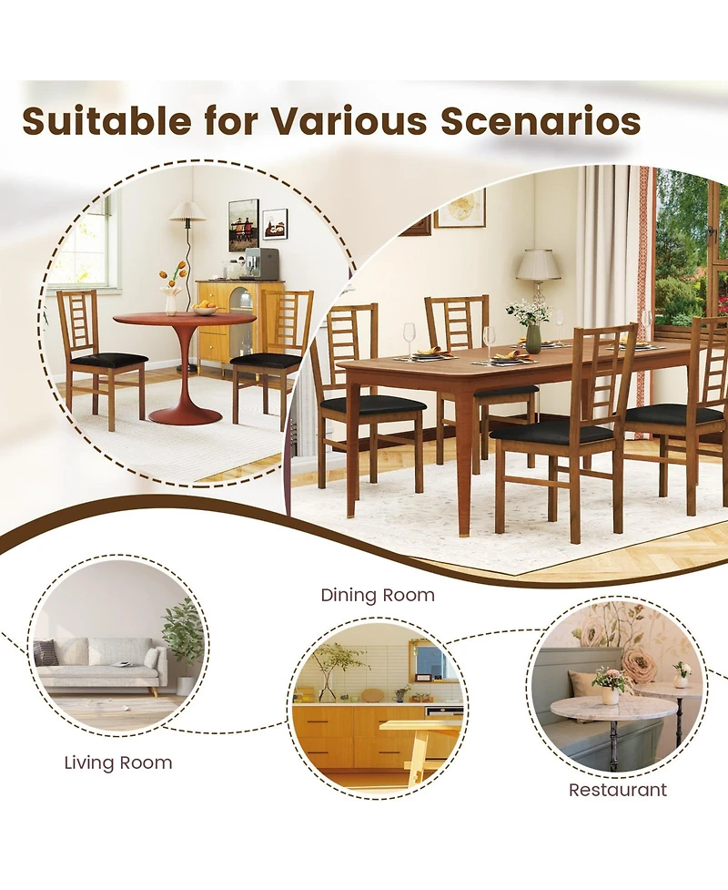 Sugift Pu Leather Upholstered Wood Dining Chairs Set of Two