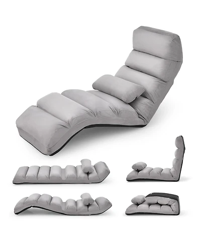 Sugift Folding Lazy Sofa Chair with Detachable Pillow