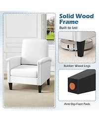 Sugift Farmhouse Floral Accent Chair with Solid Wood Legs and High Back