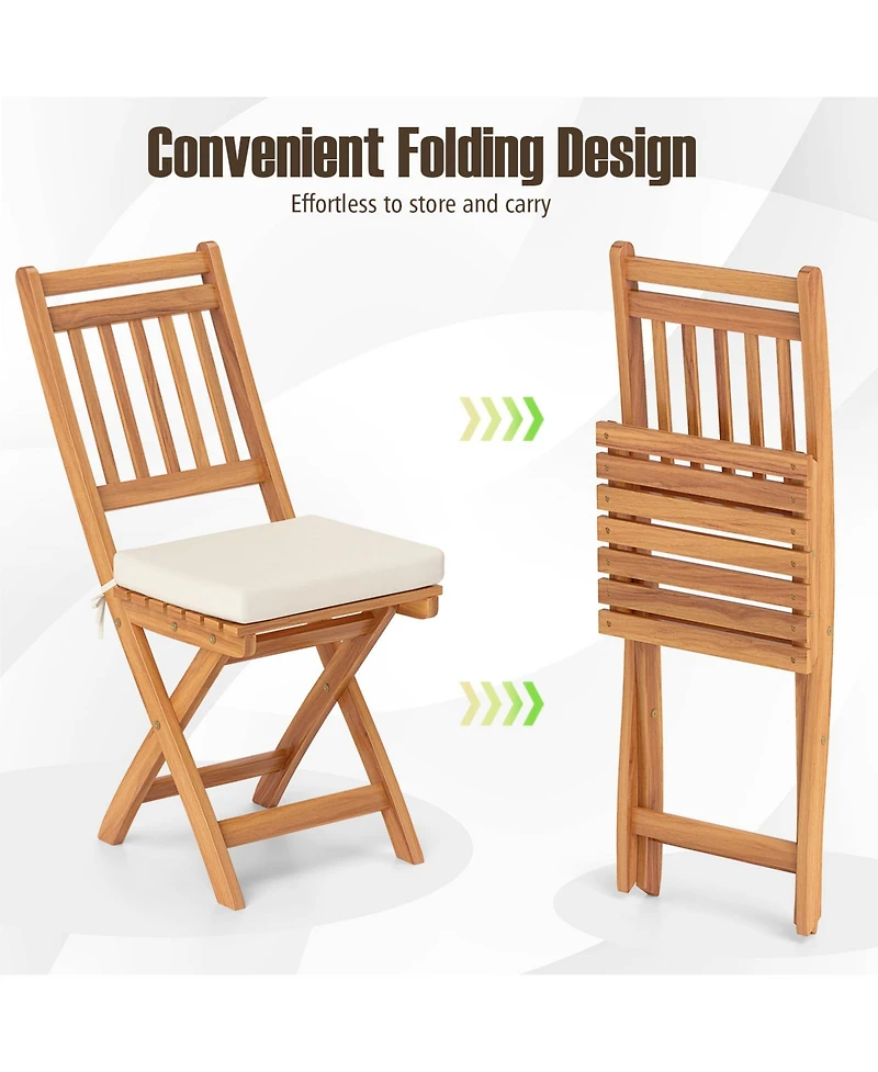 Sugift Patio Folding Chairs Set of Two with Soft Seat Cushions