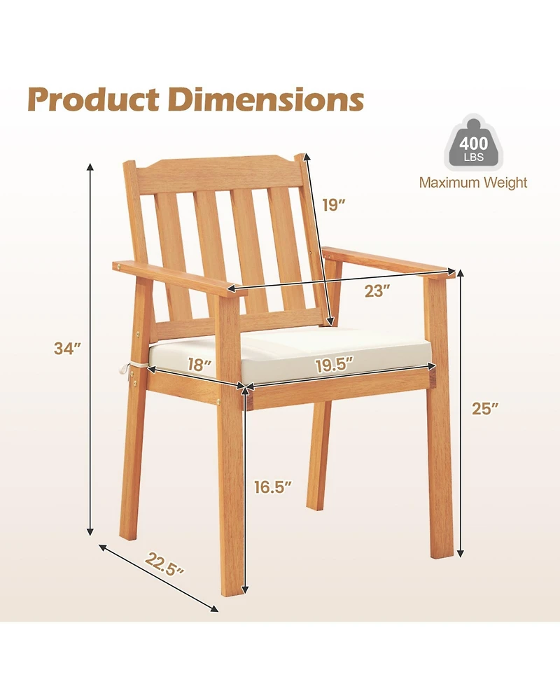 Sugift Two Piece Patio Dining Chairs with Acacia Wood Construction