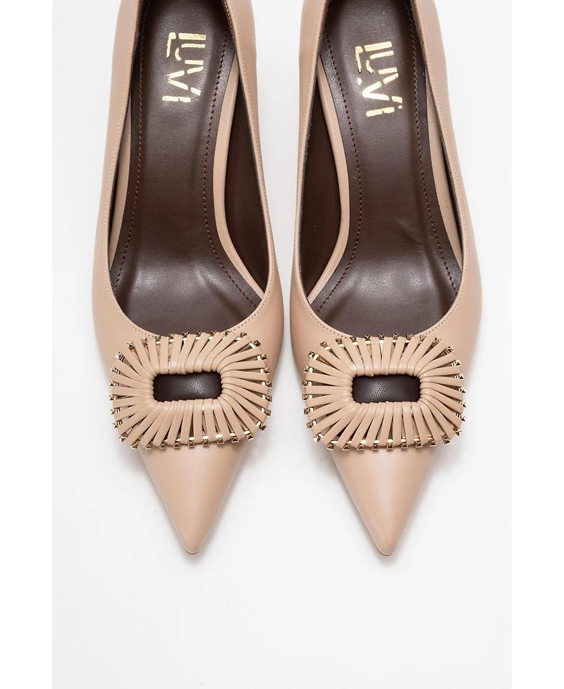 Prologue Shoes Women's Great Buckle Pointed Toe Pump