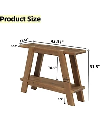 Tribesigns Solid Wood Entryway Table, 2-Tier Farmhouse Console Table with Storage, Narrow Sofa Table Behind Couch