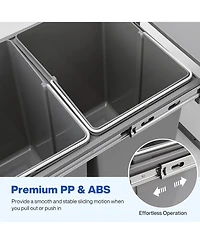 Tribesigns Dual Compartment Under Counter Kitchen Cabinet Pull-Out Trash Can, Slide-Out Waste Bin with Lid