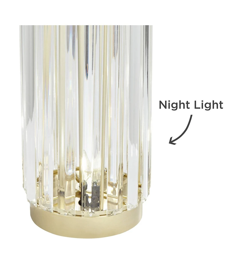 Regency Hill Rivera 27 3/4" Tall Traditional Table Lamps Set of 2 Led Night Lights Clear Glass Rod Living Room Bedroom