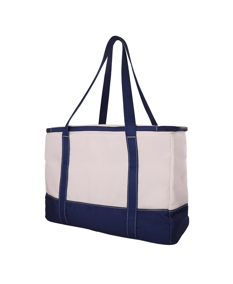 Lands' End Rectangular Large Cooler Bag Insulated 8 Gal, Canvas Soft Cooler with Tote Handles and Zip Closure