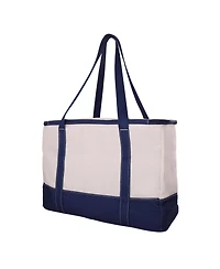 Lands' End Rectangular Large Cooler Bag Insulated 8 Gal, Canvas Soft Cooler with Tote Handles and Zip Closure