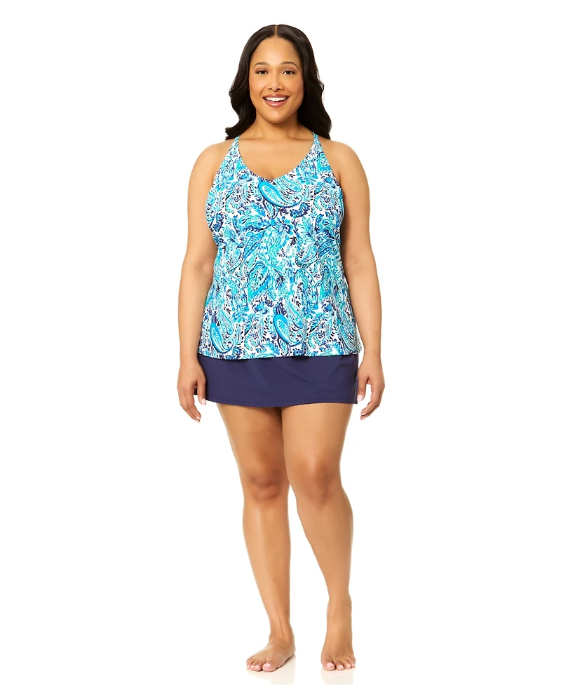 Island Escape Plus Printed V-Neck Underwire Tankini Top, Macy's Exclusive