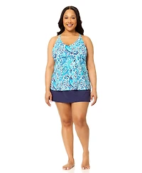 Island Escape Plus Printed V-Neck Underwire Tankini Top, Macy's Exclusive