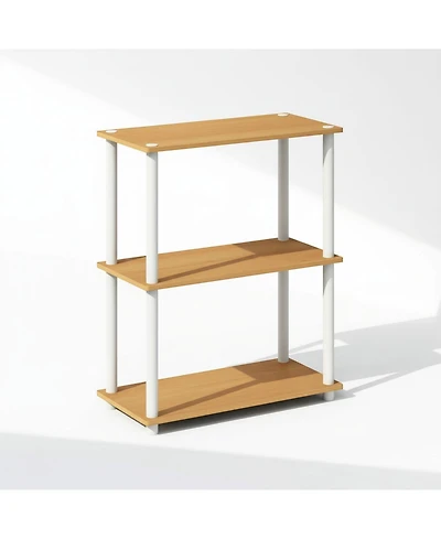 Yigii 3-Tier Bookshelf Compact Display Rack Modern Minimalist Wood Storage for Living Room Bedroom Home Office