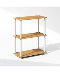 Yigii 3-Tier Bookshelf Compact Display Rack Modern Minimalist Wood Storage for Living Room Bedroom Home Office