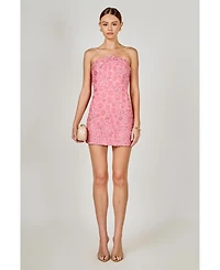 endless rose Women's Sequins Lace Strapless Mini Dress