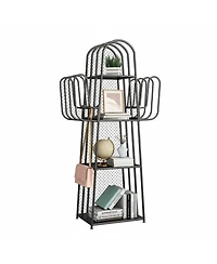 Yigii 4-Tier Cactus Ladder Bookshelf Metal Storage Organizer for Small Spaces Bedroom Office