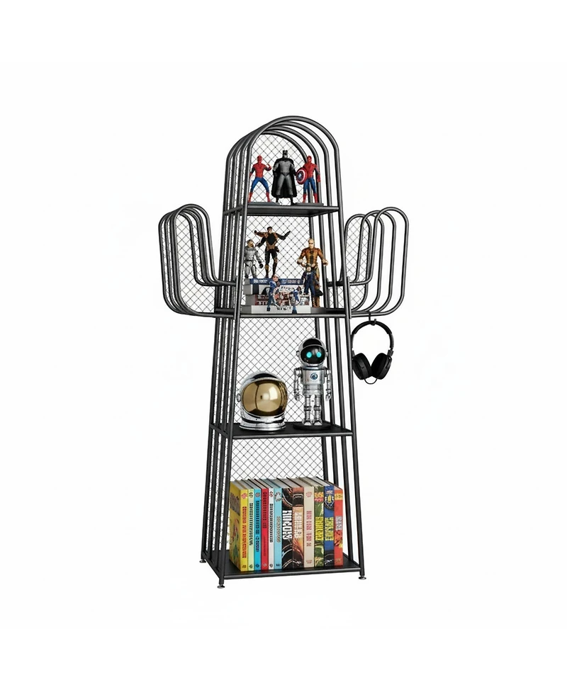 Yigii 4-Tier Cactus Ladder Bookshelf Metal Storage Organizer for Small Spaces Bedroom Office
