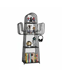 Yigii 4-Tier Cactus Ladder Bookshelf Metal Storage Organizer for Small Spaces Bedroom Office