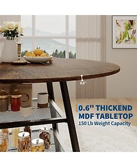 gaomon Dining Room Round Table Set for 4-6, Circle Kitchen Dining Table with Metal Base, 47 Inch Wooden Round DiningTable