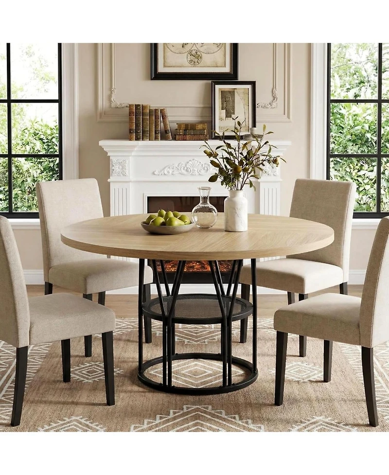 gaomon Round Table - 47"Kitchen Table for 4-6 People, with Storage Shelf and Sturdy Metal Frame, Modern Table for Kitchen, Living Room