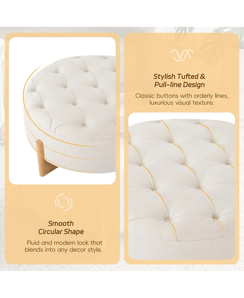 Rainsken 32" Round Tufted Ottoman