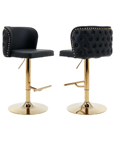 Rainsken Barstools Set of 2 - Modern Pu Leather Bar Stools