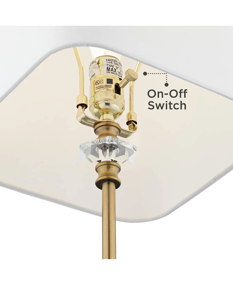 Regency Hill Julia 29 1/2" Tall Skinny Buffet Traditional End Table Lamp Usb Dimmer Gold Finish Crystal Living Room Charging