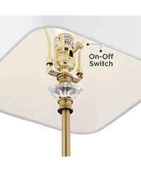 Regency Hill Julia 29 1/2" Tall Skinny Buffet Traditional End Table Lamp Usb Dimmer Gold Finish Crystal Living Room Charging