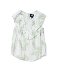 Lands' End Girls Breezy V-Neck Ruffle Top