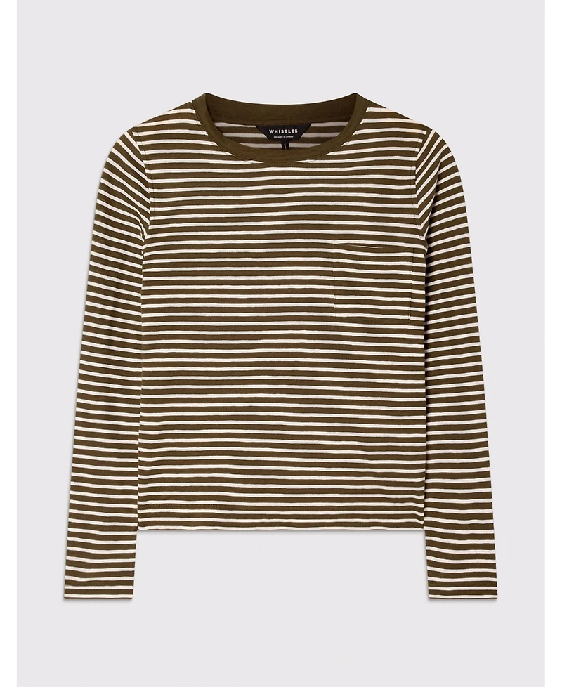 Whistles Women's Stripe Crew Neck Pocket Top