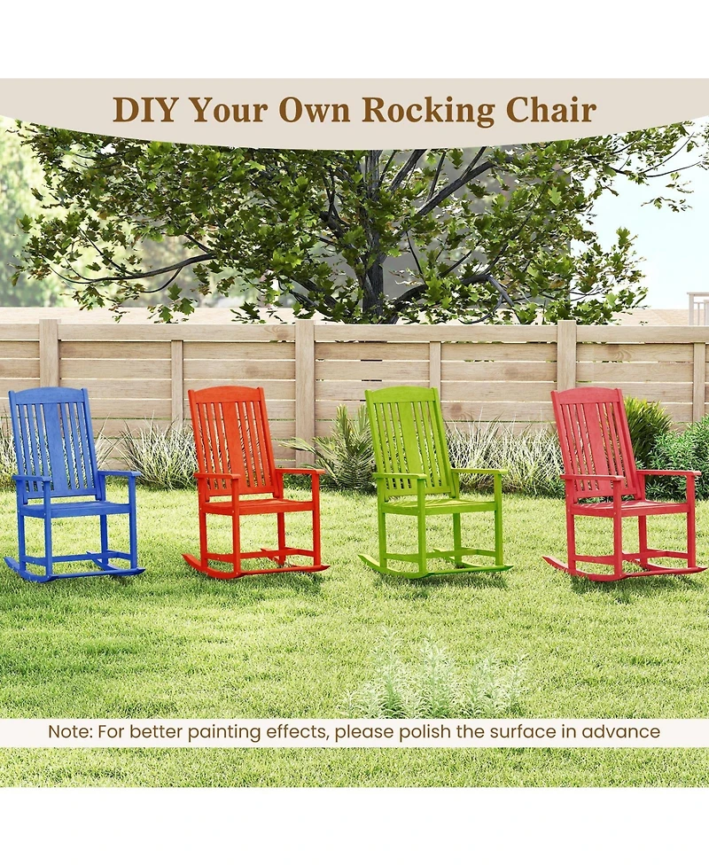 Gouun Solid Wood Porch Rocker Chair with Armrests