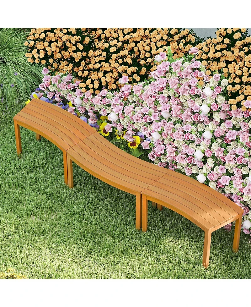 Gouun Acacia Wood Front Porch Bench Set of 3