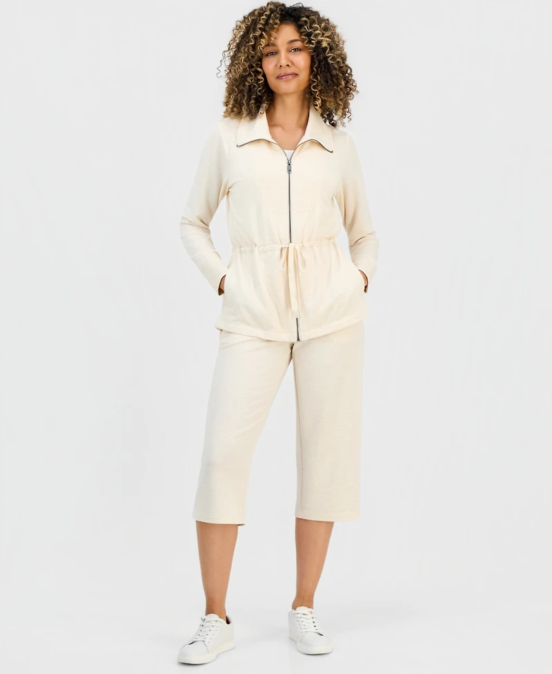 Style & Co Petite Luxsoft Fleece French Terry Chunky Zip Jacket, Macy's Exclusive