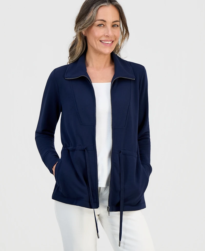 Style & Co Petite Luxsoft Fleece French Terry Chunky Zip Jacket, Macy's Exclusive