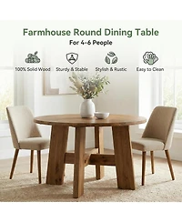 Tribesigns Solid Wood Dining Table Round Kitchen Table