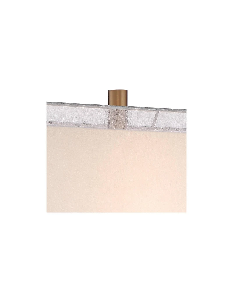 Vienna Full Spectrum Darcia Modern Table Lamp with White Riser Tall Crystal Sheer Outer Linen Inner Shade for Bedroom Living Room Bedside