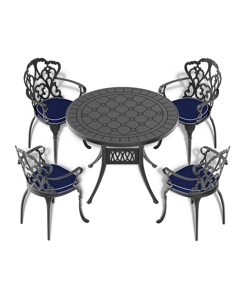 Clihome Cast Aluminum Patio Dining Table with Frame