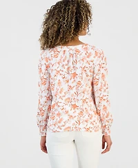 Style & Co Petite Fresh Paisley V-Neck Long-Sleeve Top, Macy's Exclusive