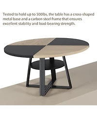 gaomon Round Dining Table for 4-6, 47.2 in Farmhouse Kitchen Table with Storage, Circle Dinner Tables