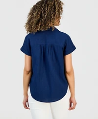 Style & Co Petite Button-Up Cotton Camp Shirt, Macy's Exclusive
