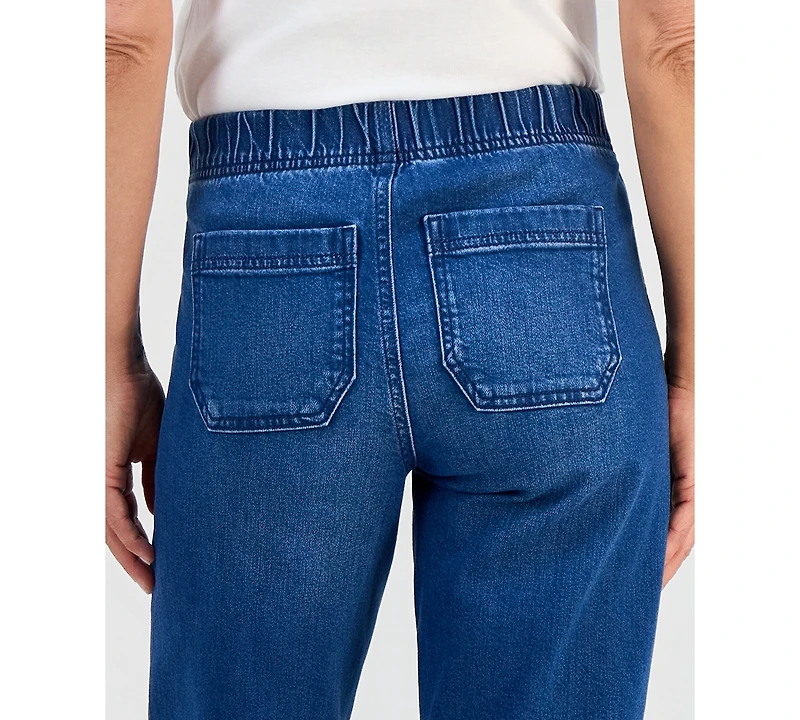 Style & Co Petite High-Rise Pull-On Barrel-Leg Jeans, Macy's Exclusive