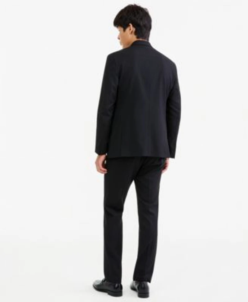 Kenneth Cole Reaction Mens Black Pinstripe Slim Fit Techni Cole Suit Separates