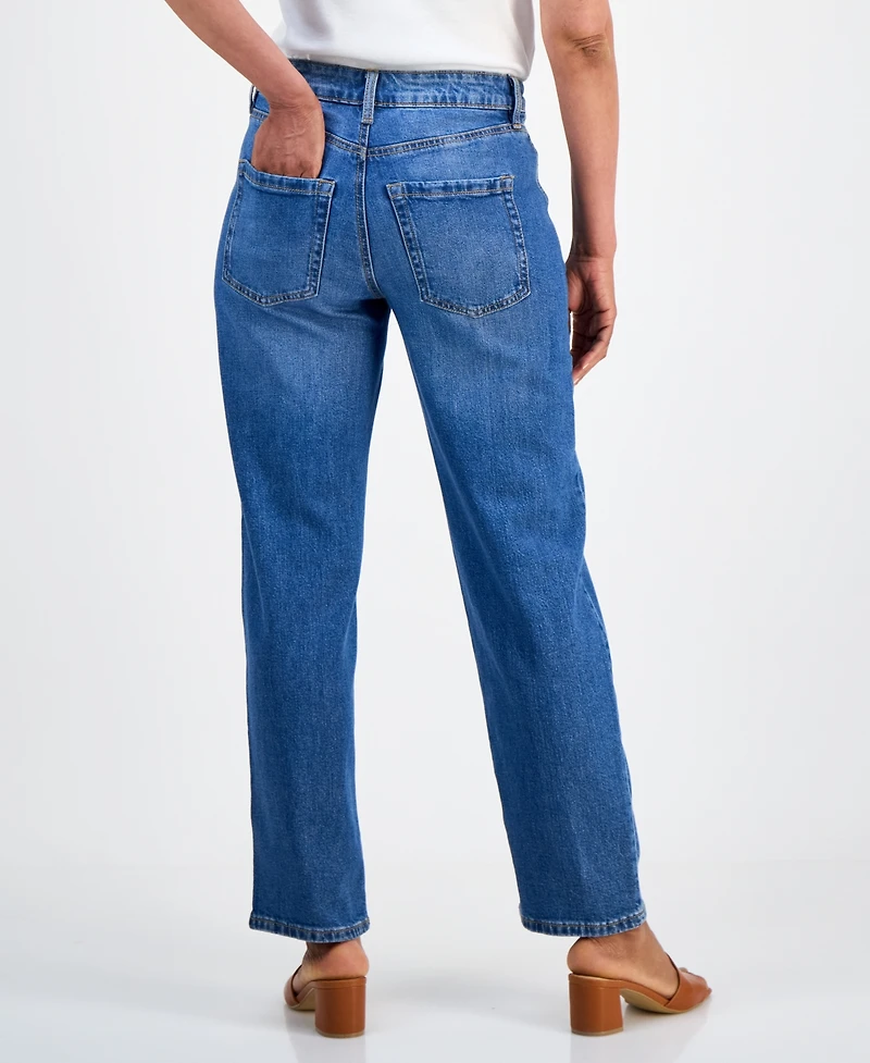 Style & Co Petite Mid-Rise Relax Straight-Leg Jeans, Macy's Exclusive