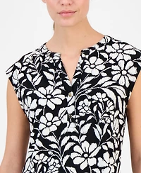Anne Klein Essentials Petite Printed Short-Sleeve Top