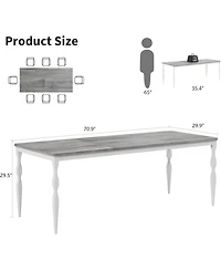 gaomon 71 Inch Rectangular Dining Table for 6, Rustic Farmhouse Kitchen Table with Large Tabletop, Long Wooden Dining Room Table with Heavy Duty Legs