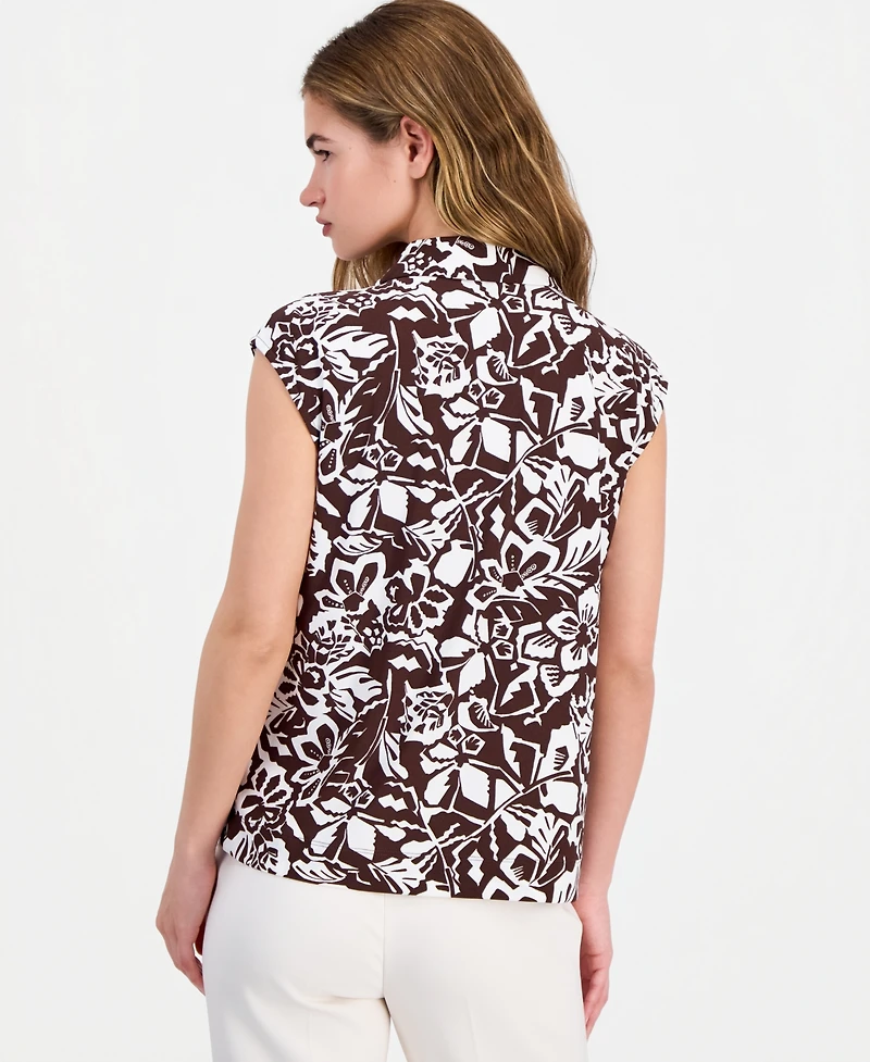 Anne Klein Essentials Petite Collared Button-Front Top