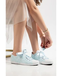 Forever & Always Shoes Women's Azure Lace Bloom Bridal Sneaker