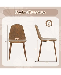 Gymax Dining Chair Set of 4 Faux Pu Leather Upholstered Kitchen Chairs with Metal Legs