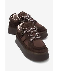 Forever & Always Shoes Women's Riven Leather Platform Sneaker