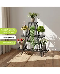 Yigii 3 Tier Plant Stand Indoor Outdoor 8 Potted Flower Holder Ladder Rack Sturdy Modern Country Design